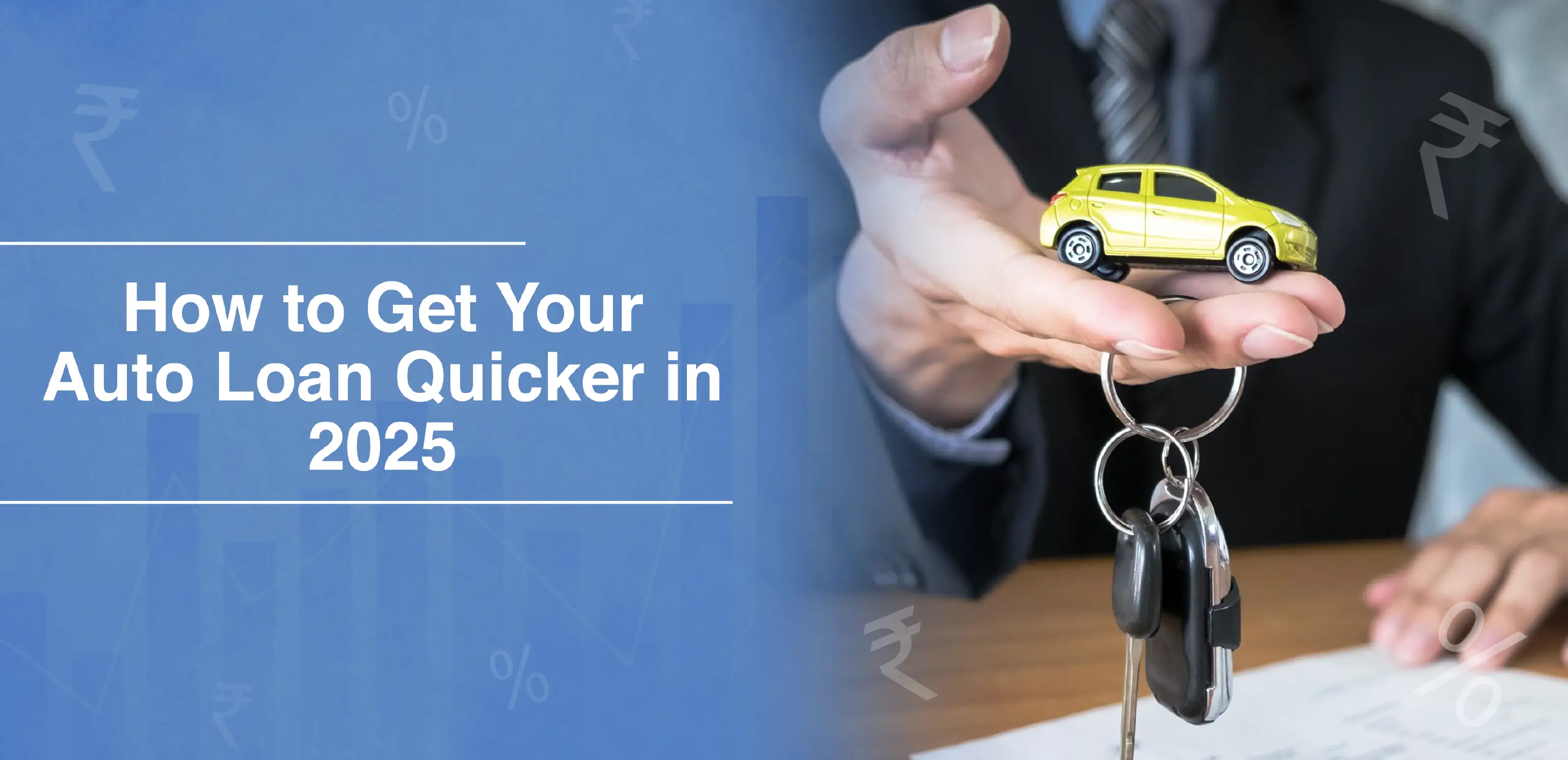 A person happily looking at their phone, which shows a notification for 'Car Loan Pre-Approval'.