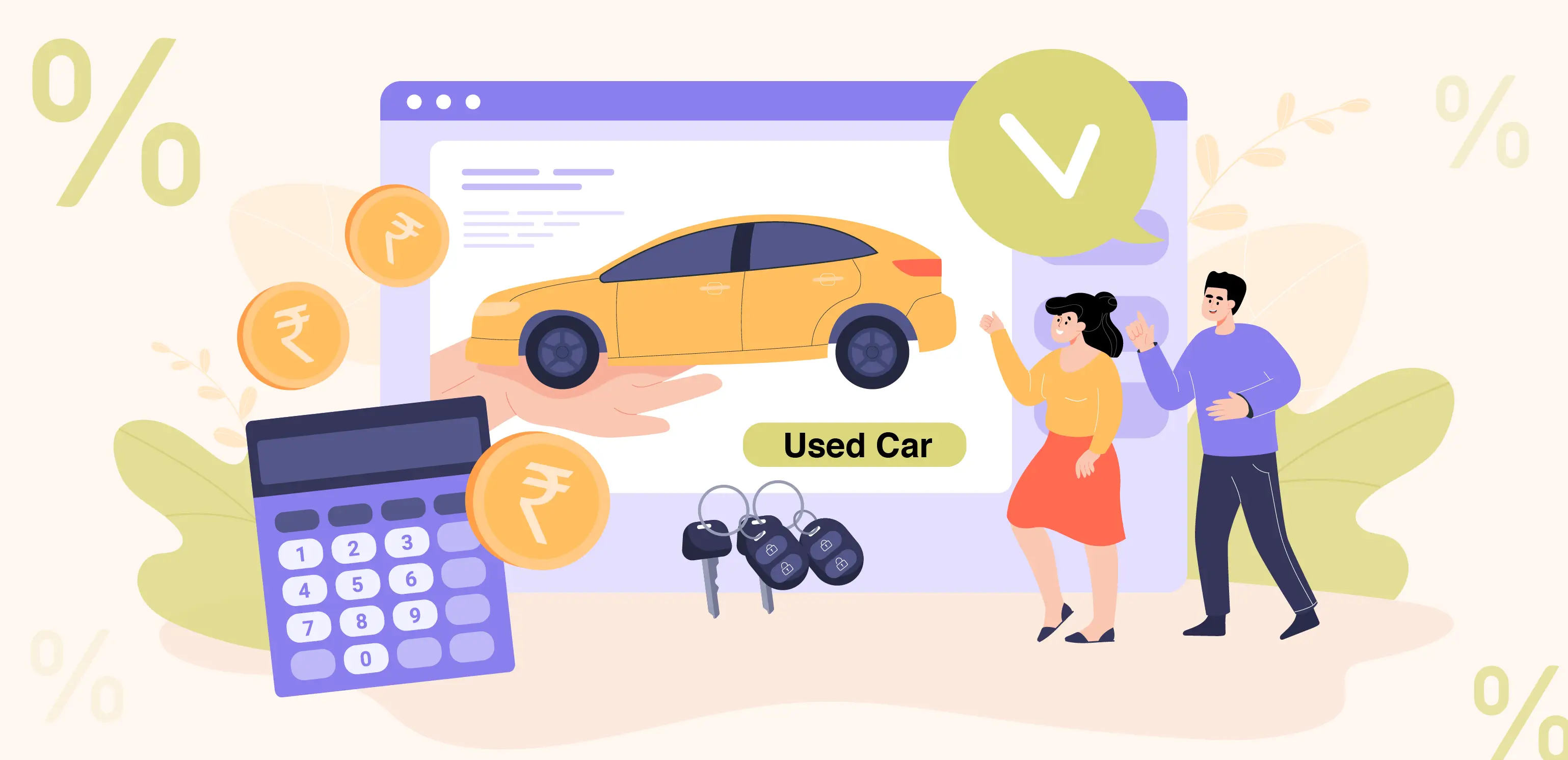 A family happily standing with their newly purchased used car, symbolizing the ease of getting a car loan.